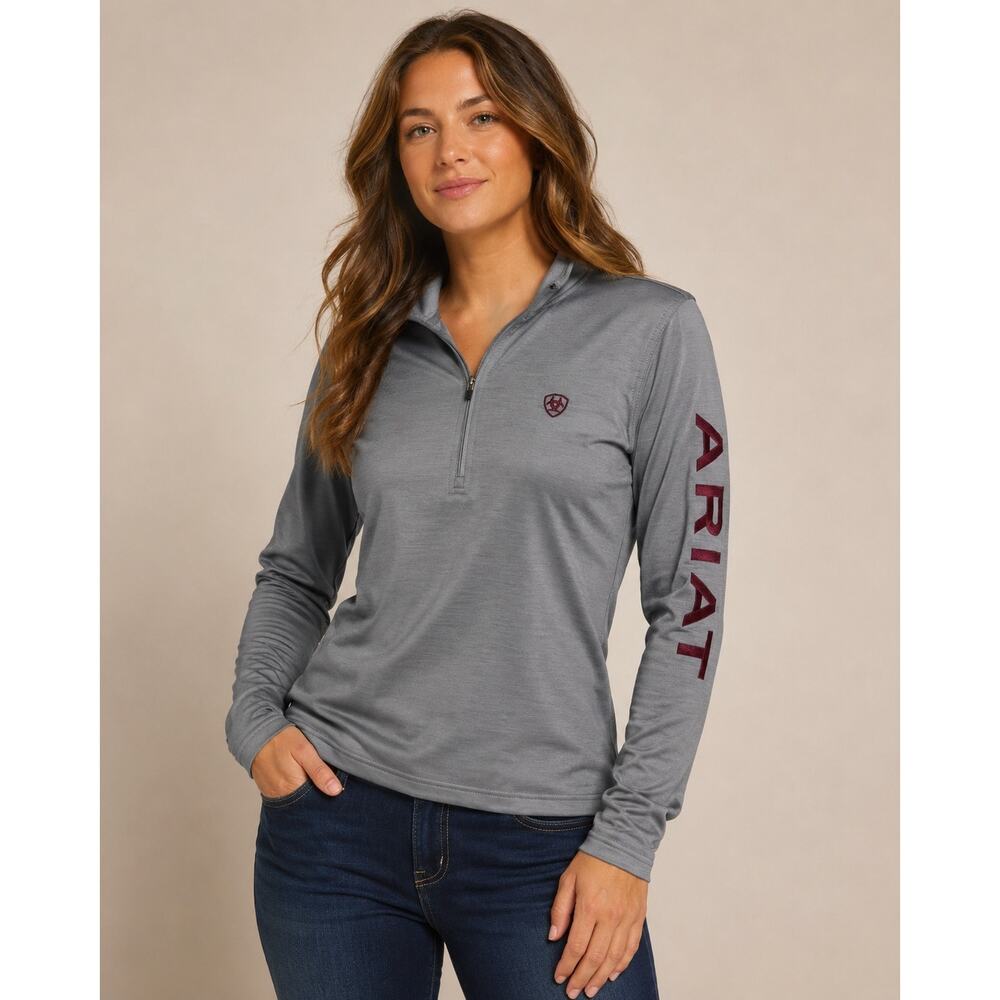 Ariat Tek Team 1/2 Zip Sweatshirt Gray Women’s Small Riding Performance Pullover